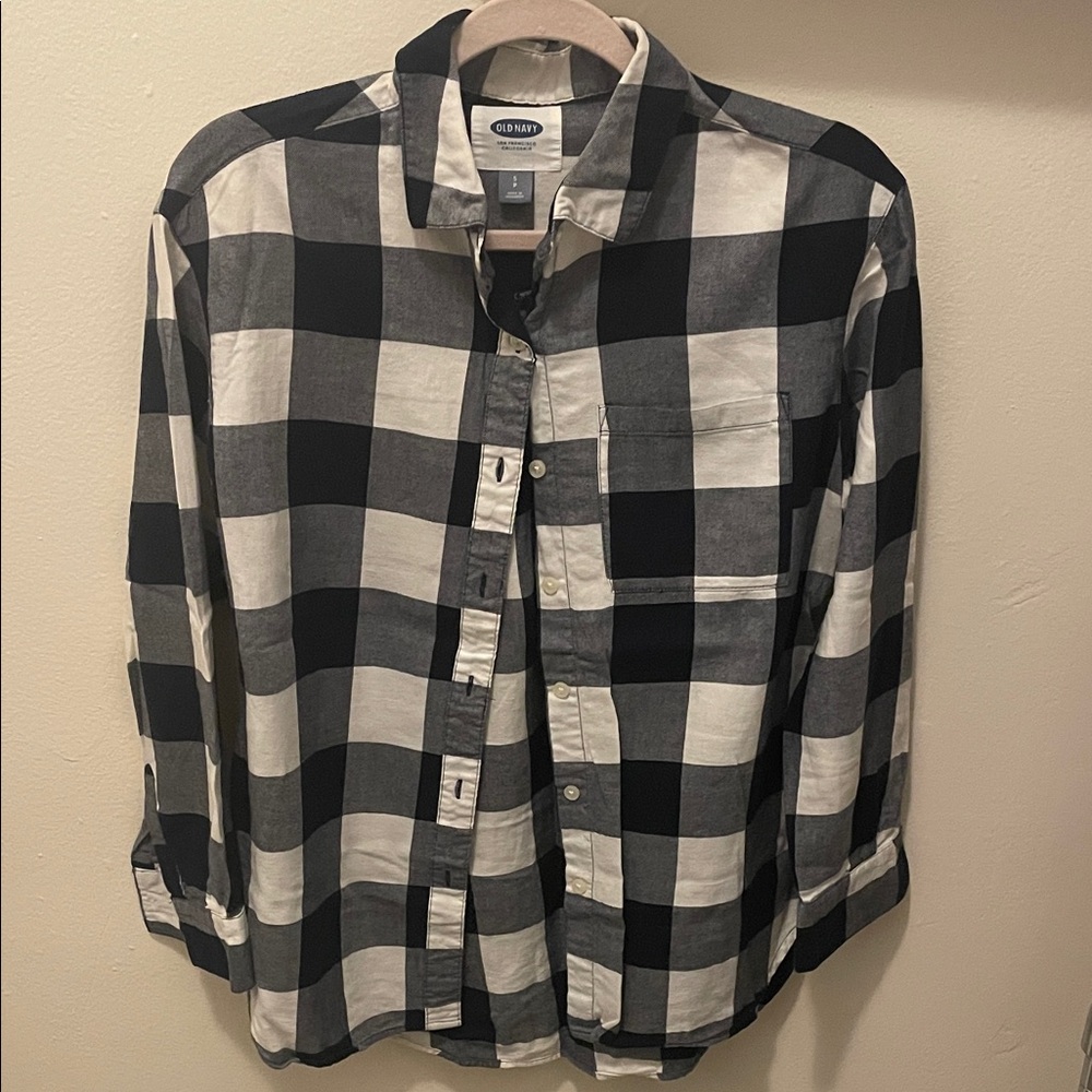 Navy & white Plaid Button-Down Shirt